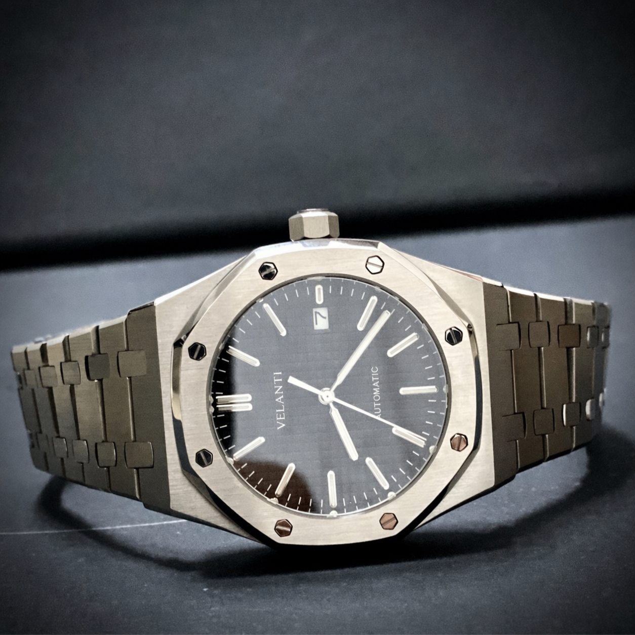Royal Oak-style automatic watch, Velanti Milano Royal Veloak Black, product photo 5