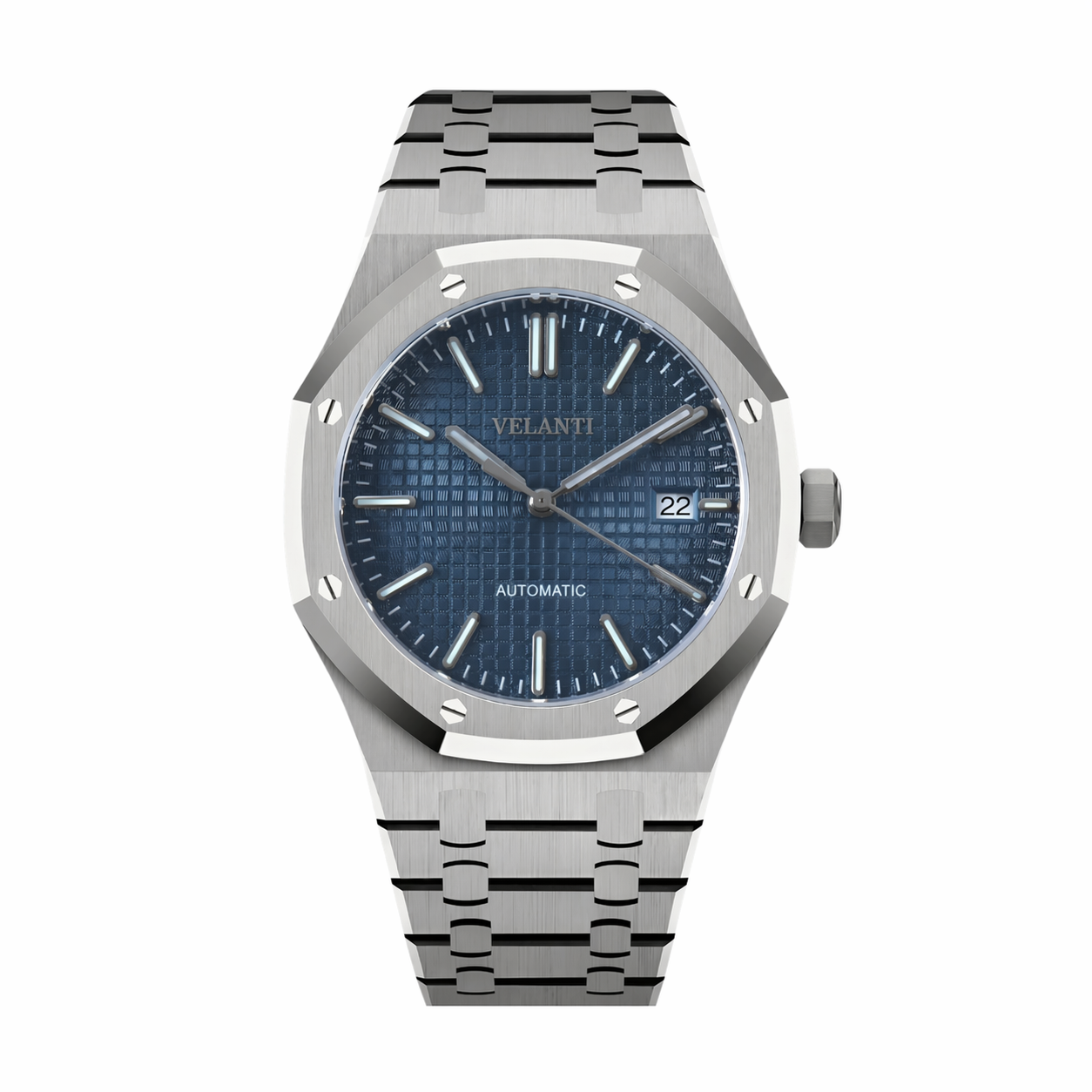 Royal Oak-style automatic watch, Velanti Milano Royal Veloak Blue, main product photo
