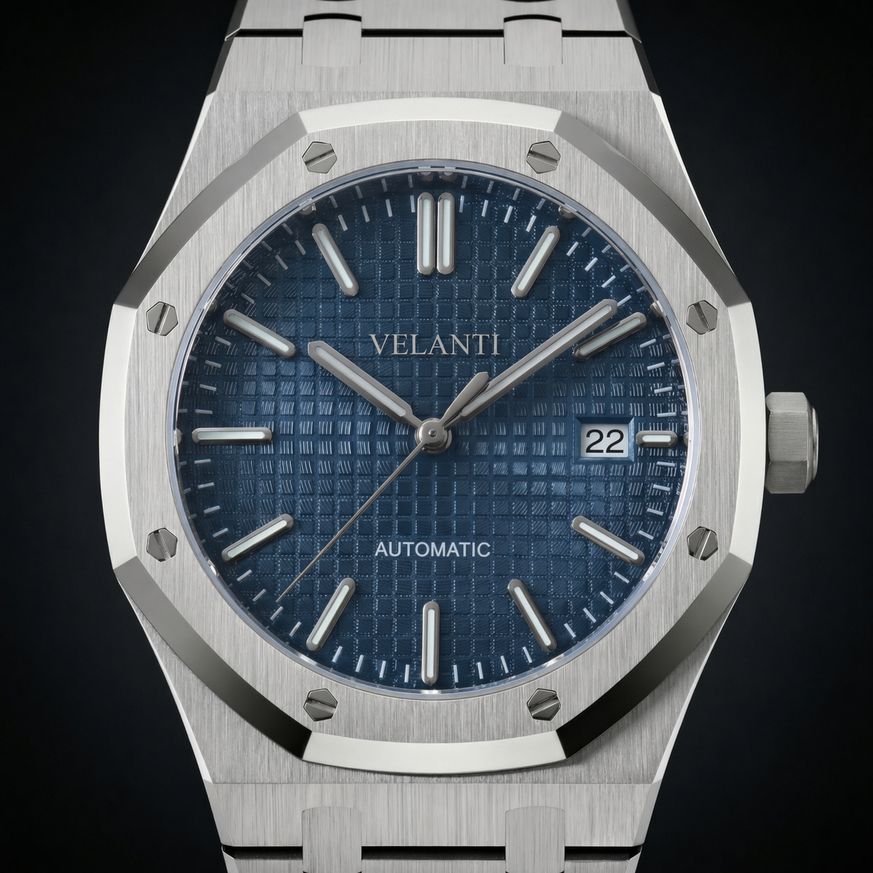 Royal Oak-style automatic watch, Velanti Milano Royal Veloak Blue, product photo 3