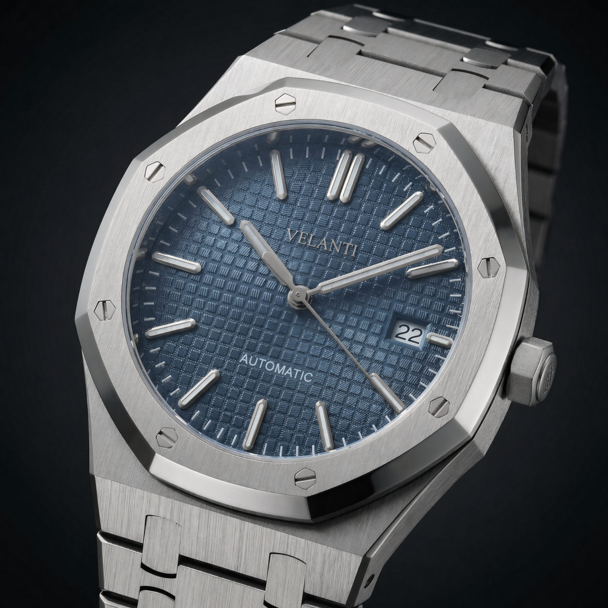 Royal Oak-style automatic watch, Velanti Milano Royal Veloak Blue, product photo 4