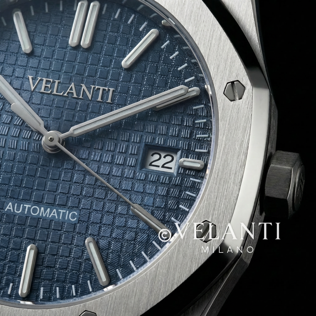Royal Oak-style automatic watch, Velanti Milano Royal Veloak Blue, product photo 5