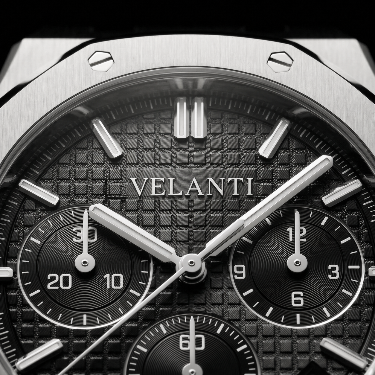Royal Oak-style chronograph watch, Velanti Milano Royal Veloak Chrono Black, product photo 5