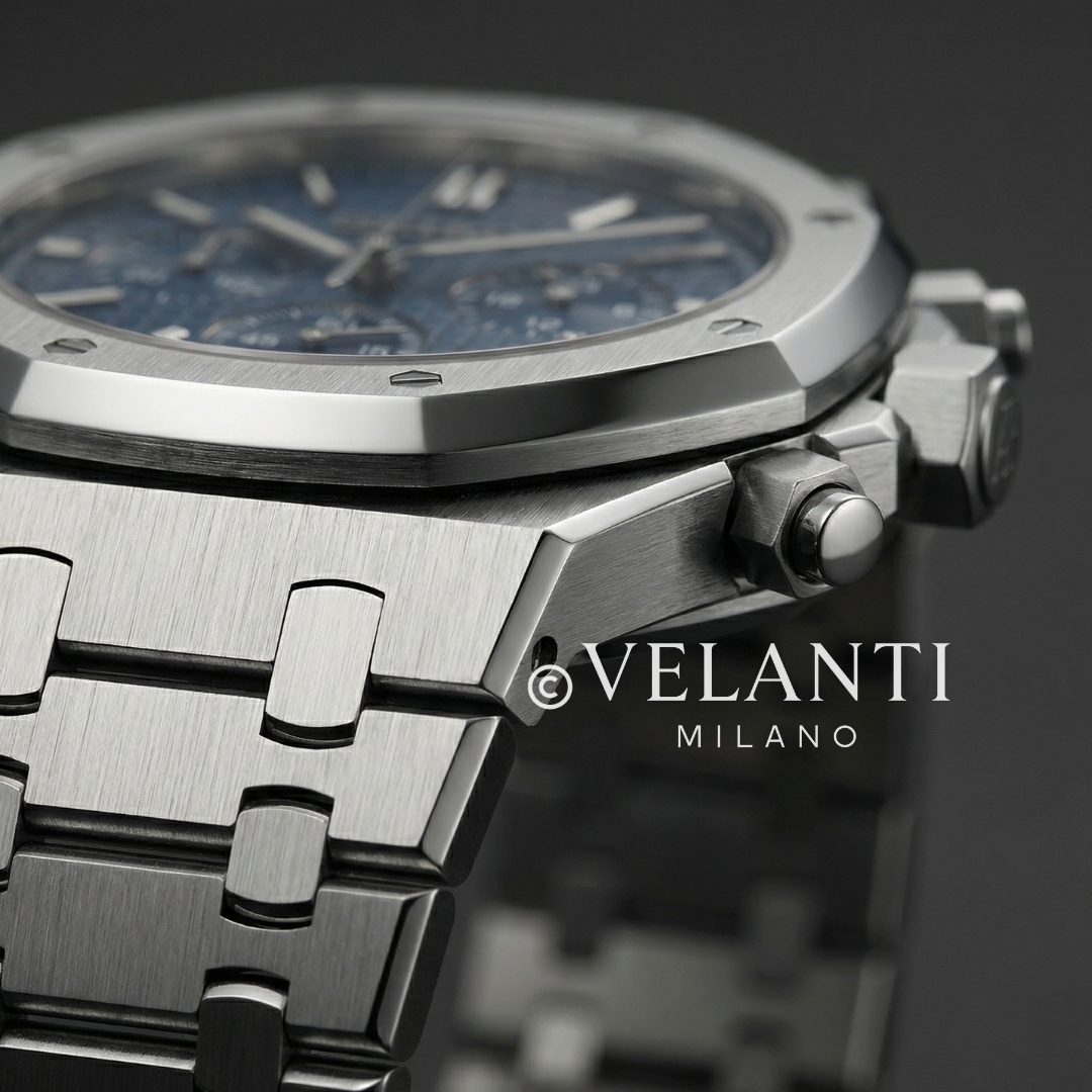 Royal Oak-style chronograph watch, Velanti Milano Royal Veloak Chrono Blue, product photo 4