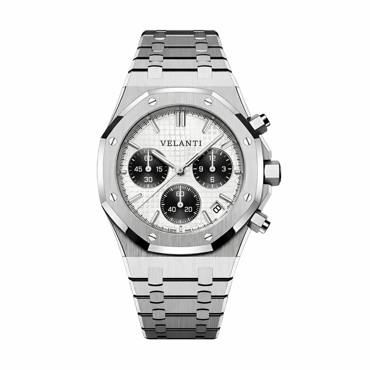 Royal Oak-style chronograph watch, Velanti Milano Royal Veloak Chrono Panda, main product photo