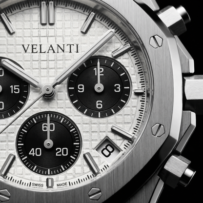 Royal Oak-style custom chronograph watch, Velanti Milano Royal Veloak Chrono Panda, product photo 5