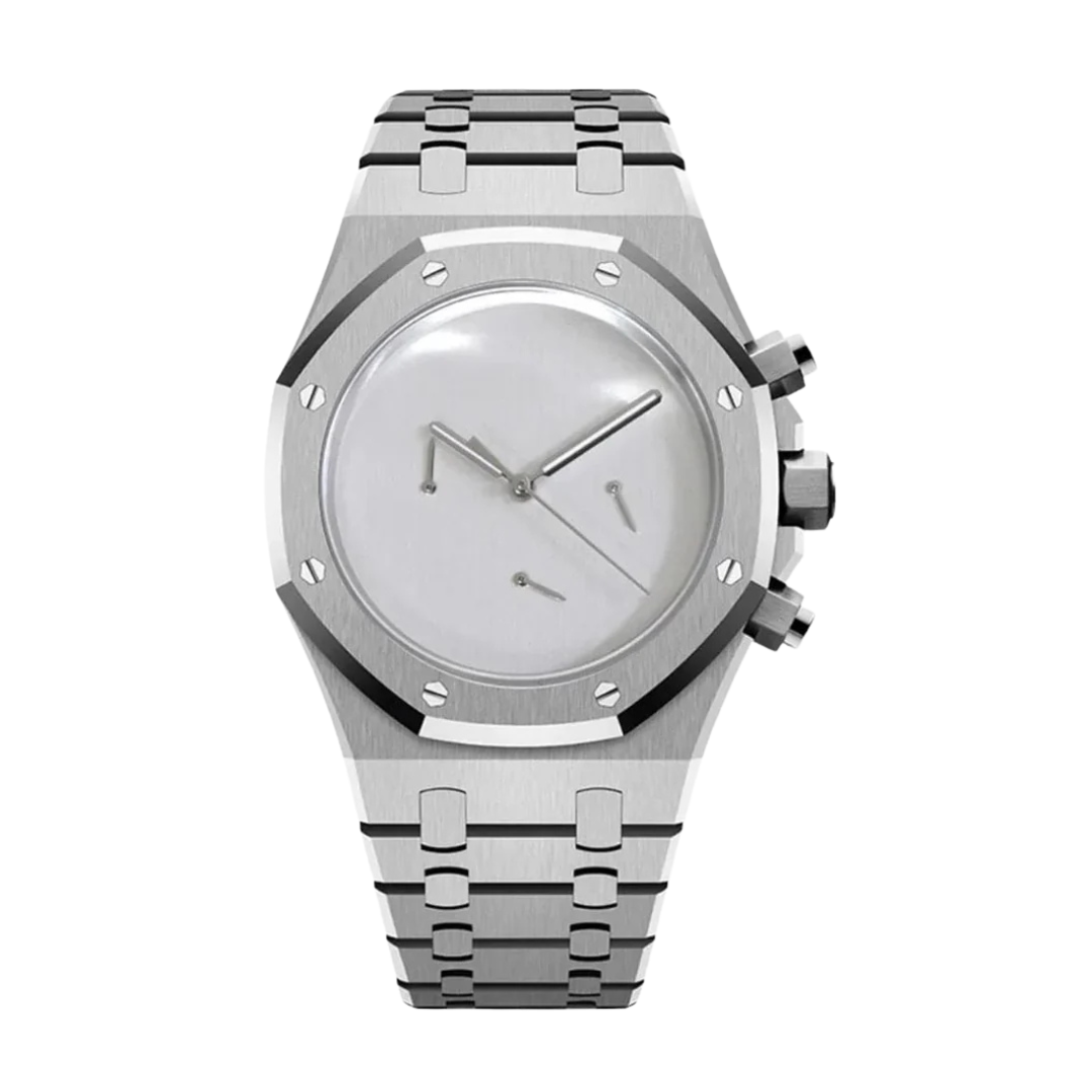 Royal Oak-style chronograph watch, Velanti Milano Royal Veloak Chrono Silver Minimalist, main product photo