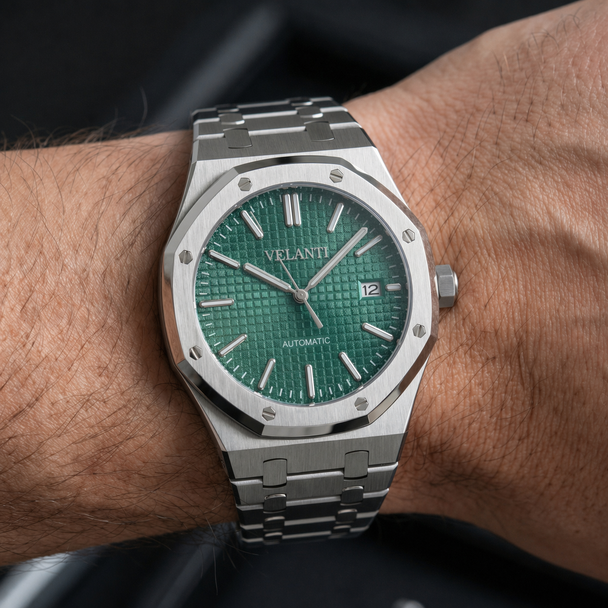 Royal Oak-style automatic watch, Velanti Milano Royal Veloak Green, product photo 2