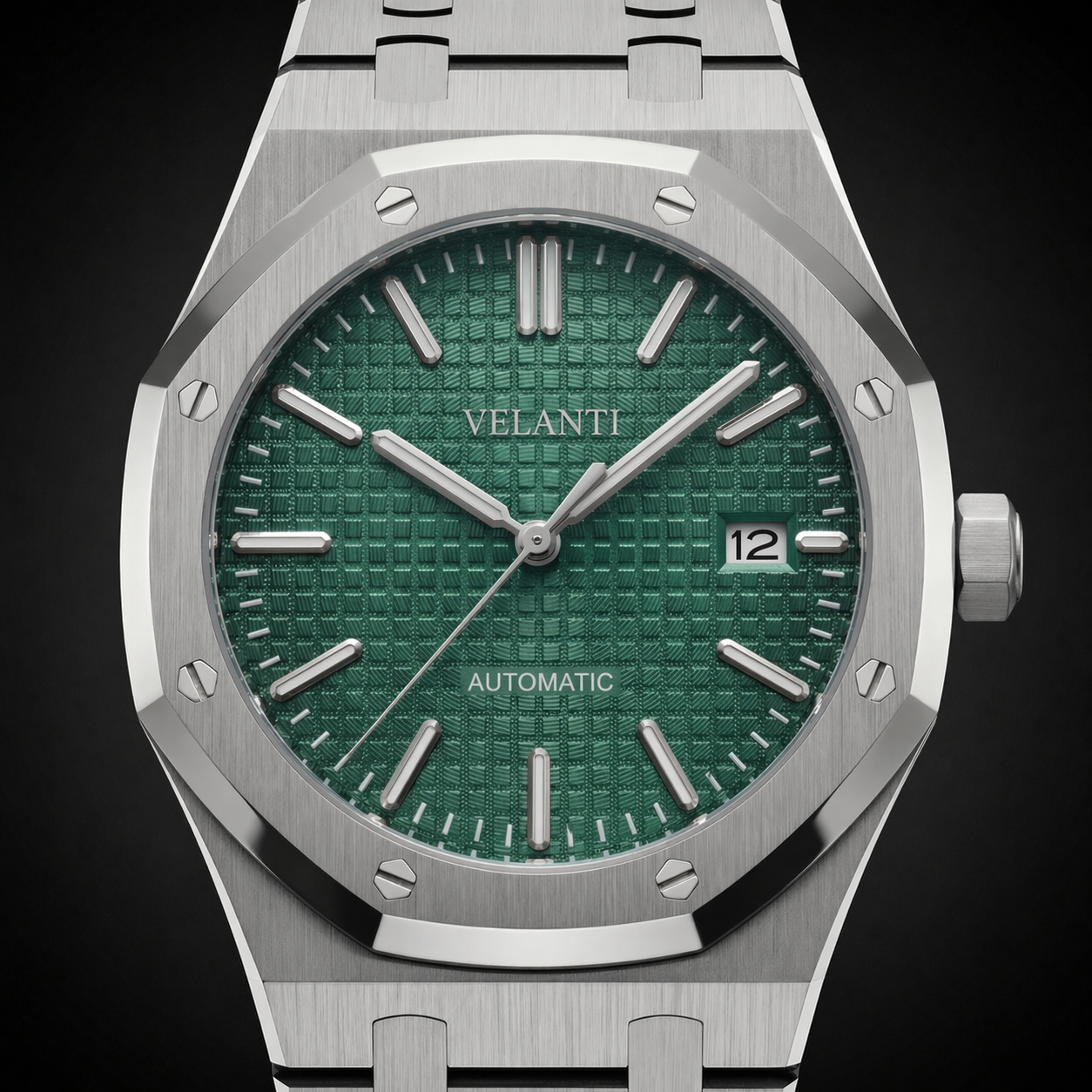 Royal Oak-style automatic watch, Velanti Milano Royal Veloak Green, product photo 3