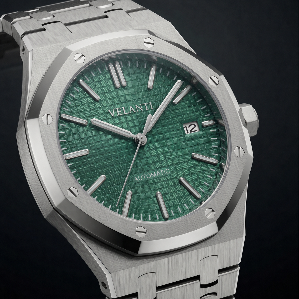 Royal Oak-style automatic watch, Velanti Milano Royal Veloak Green, product photo 4