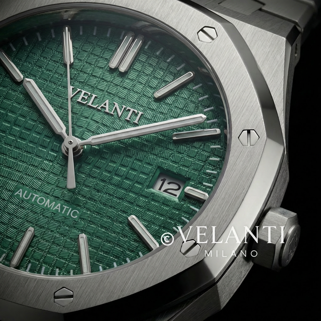 Royal Oak-style automatic watch, Velanti Milano Royal Veloak Green, product photo 6