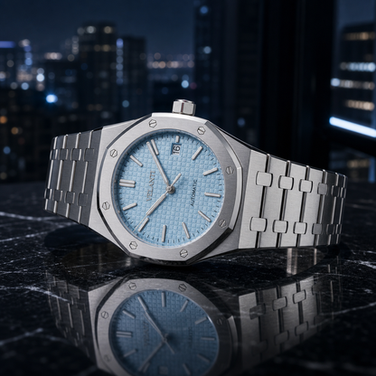 Royal Oak-style automatic watch, Velanti Milano Royal Veloak Ice Blue, product photo 10