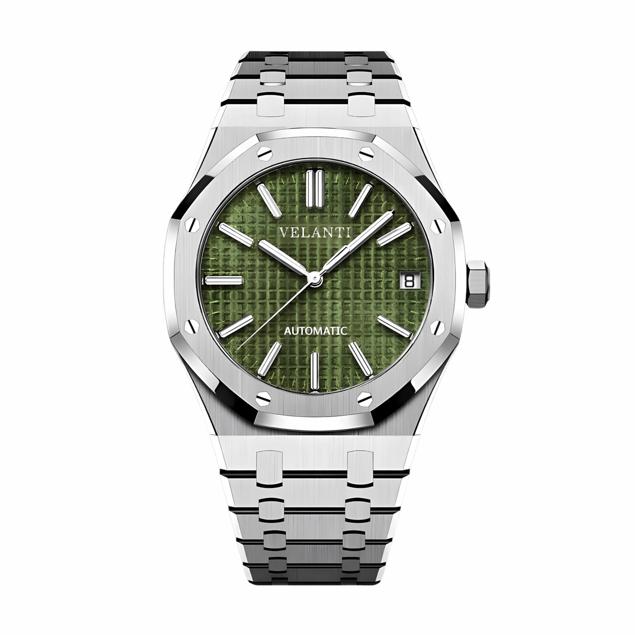 Royal Oak-style automatic watch, Velanti Milano Royal Veloak Olive Green, main product photo