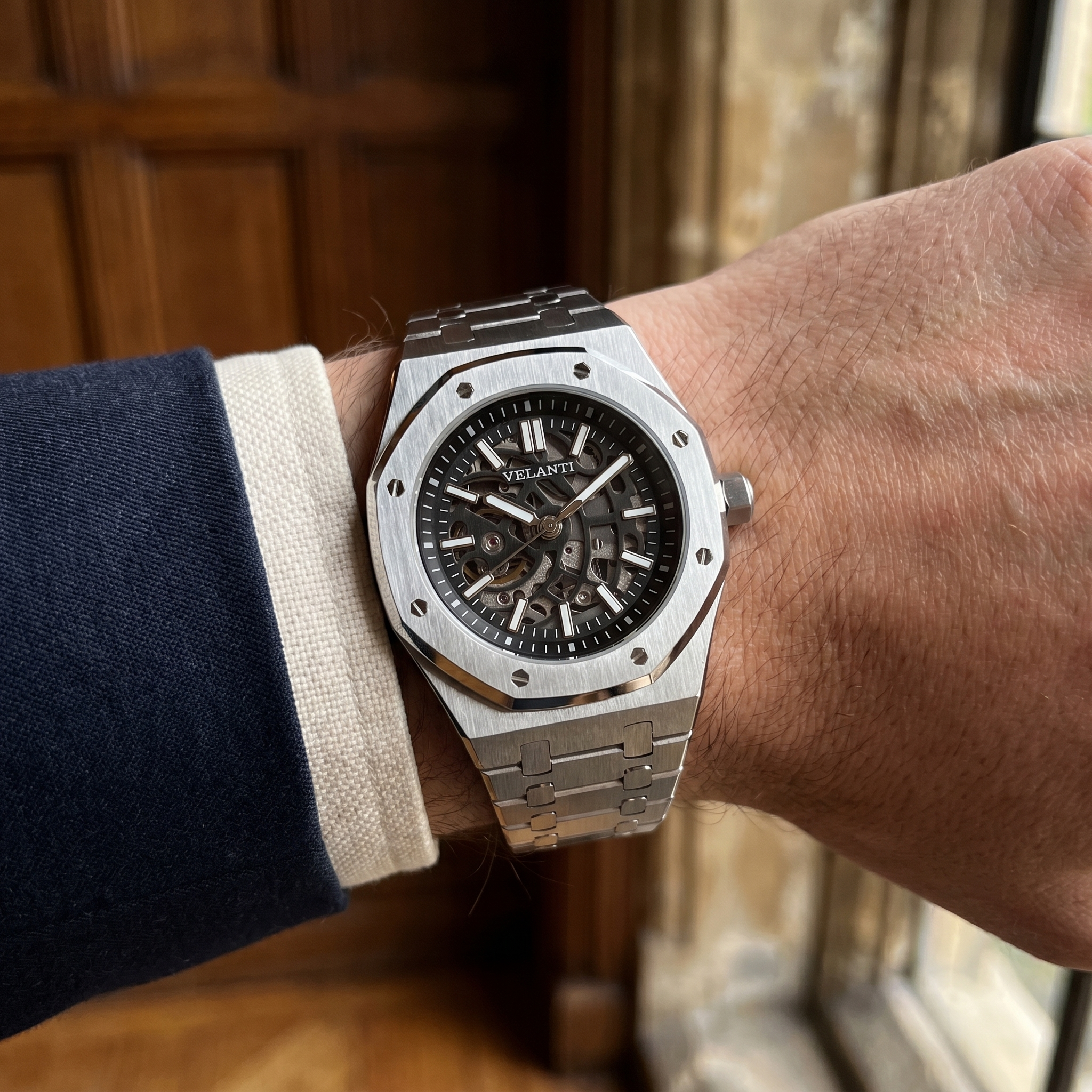 Royal Oak-style automatic watch, Velanti Milano Royal Veloak Skeleton, product photo 8