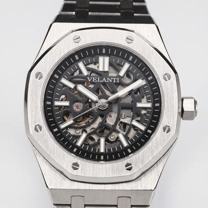 Royal Oak-style custom automatic watch, Velanti Milano Royal Veloak Skeleton, watch detail photo 9