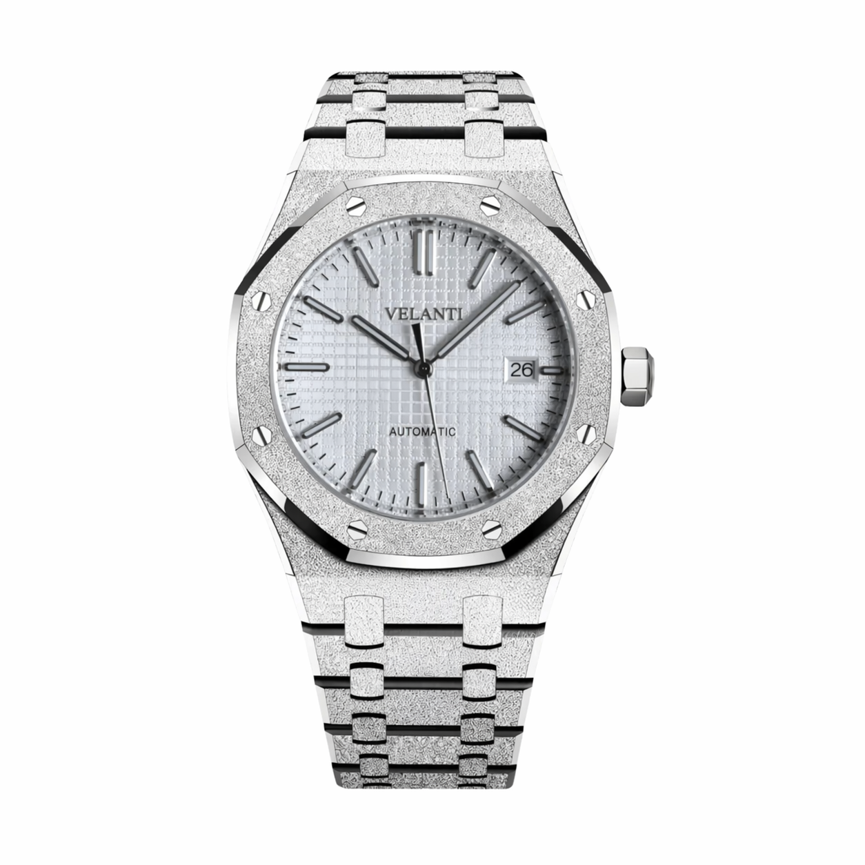 Royal Oak-style automatic watch, Velanti Milano Royal Veloak White Iced Out, main product photo
