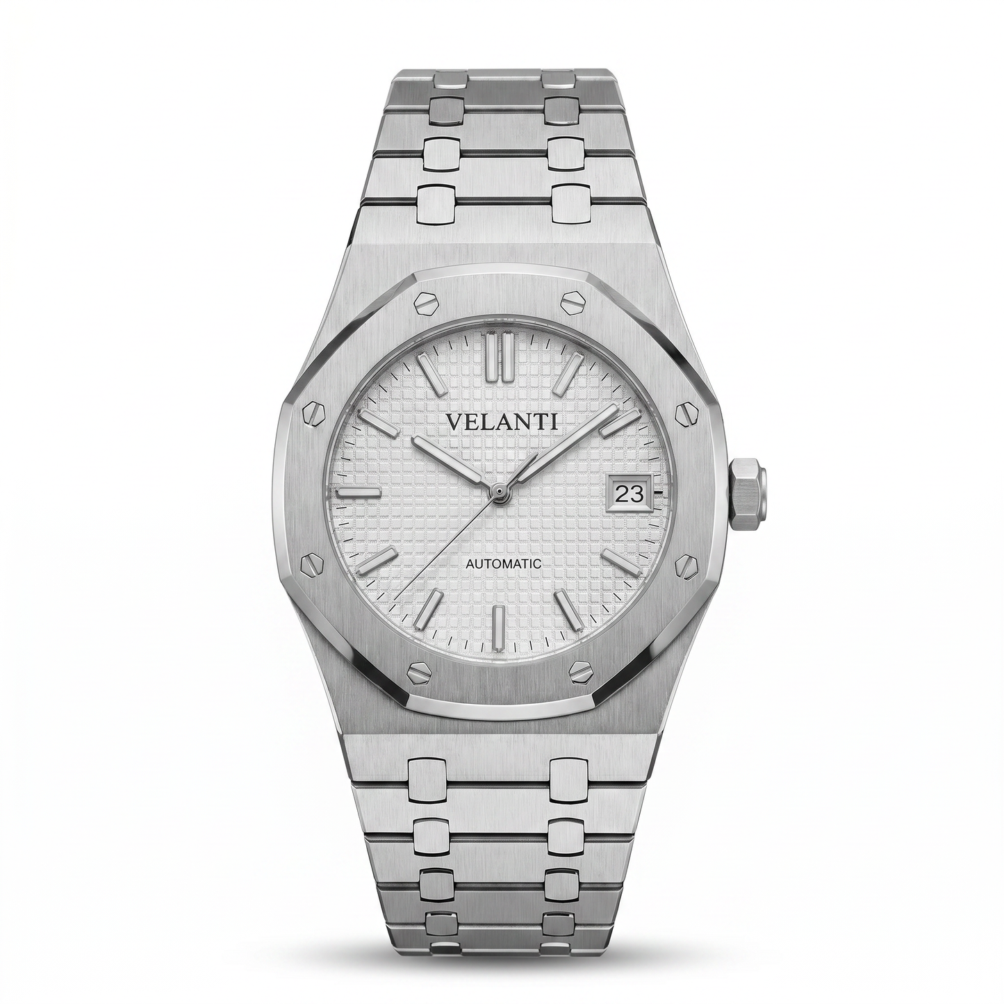 Royal Oak-style automatic watch, Velanti Milano Royal Veloak White, main product photo