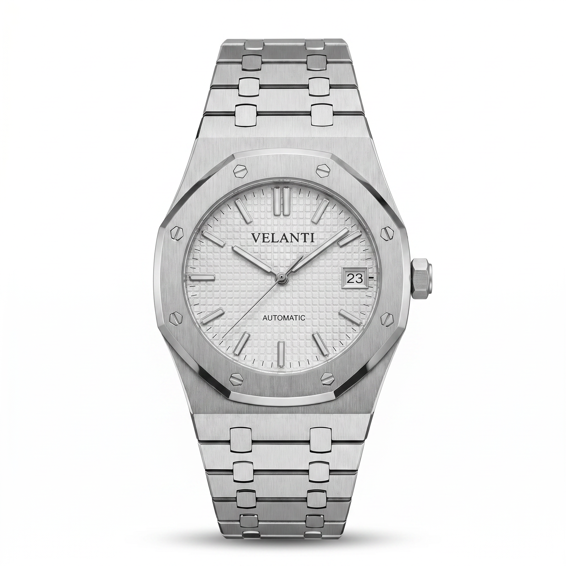 Royal Oak-style automatic watch, Velanti Milano Royal Veloak White, main product photo