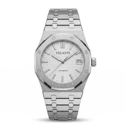 Royal Oak-style automatic watch, Velanti Milano Royal Veloak White, main product photo