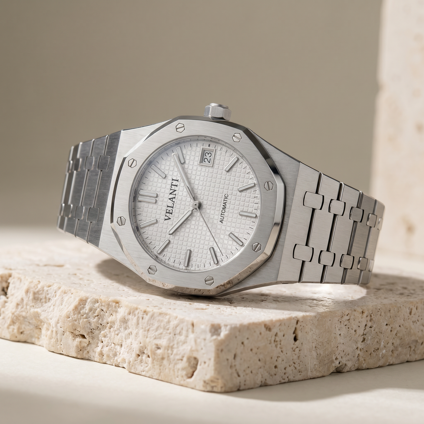 Royal Oak-style automatic watch, Velanti Milano Royal Veloak White, product photo 2