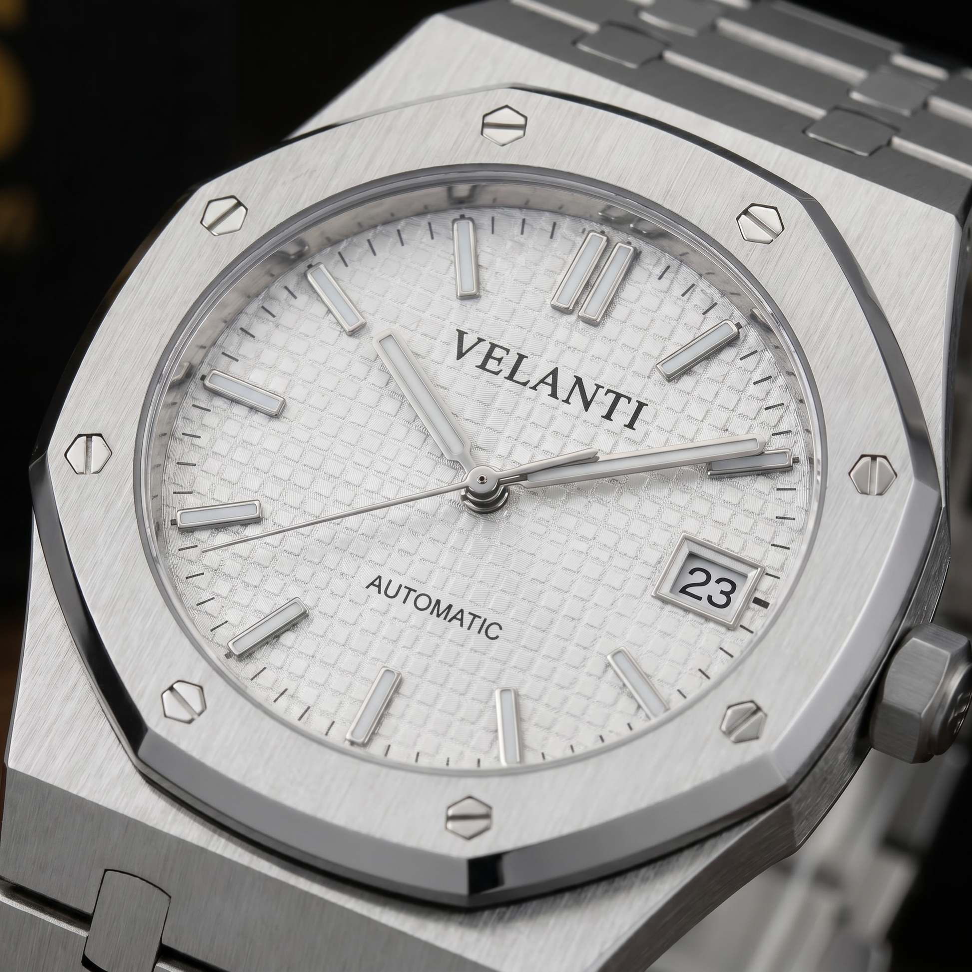 Royal Oak-style automatic watch, Velanti Milano Royal Veloak White, product photo 4