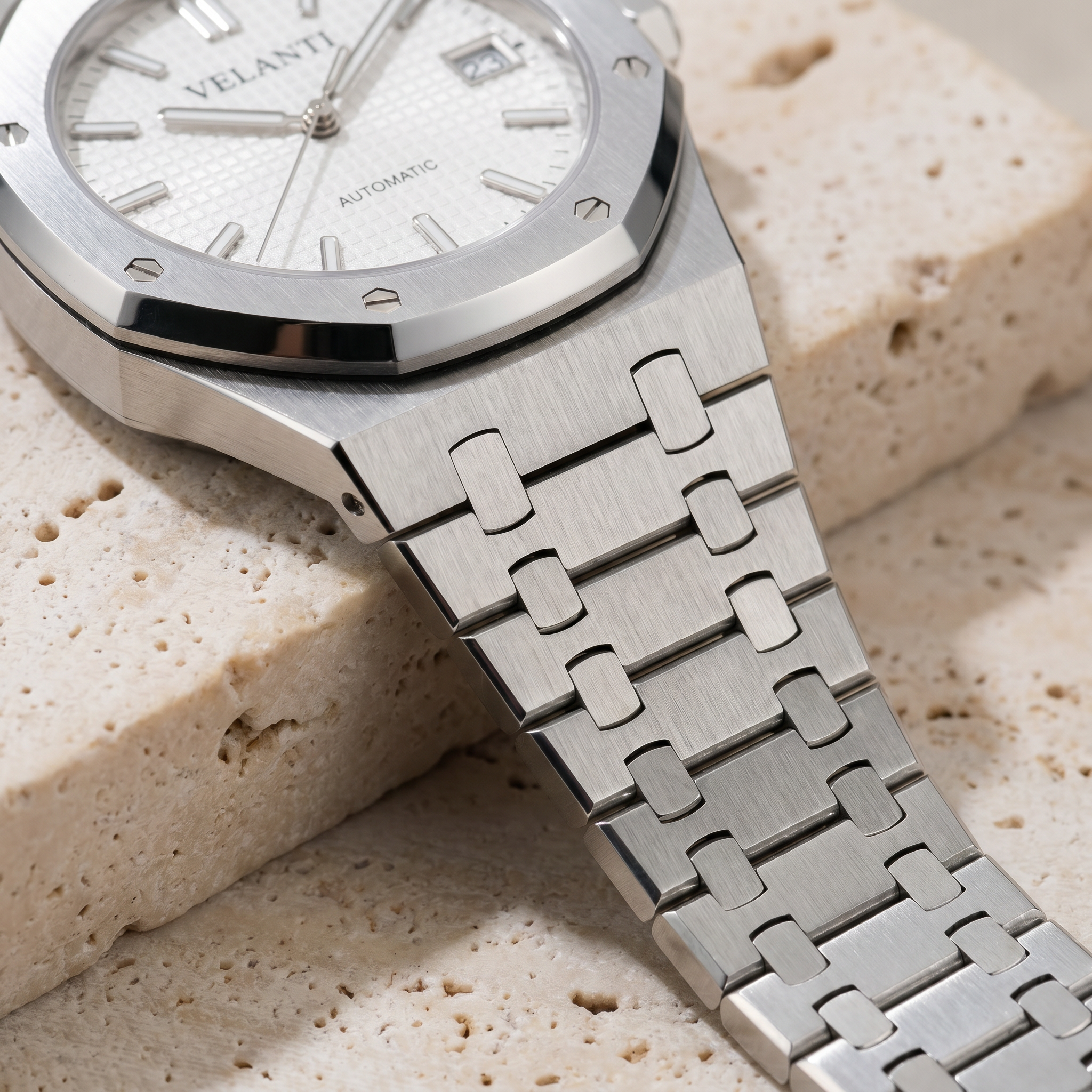 Royal Oak-style automatic watch, Velanti Milano Royal Veloak White, product photo 5