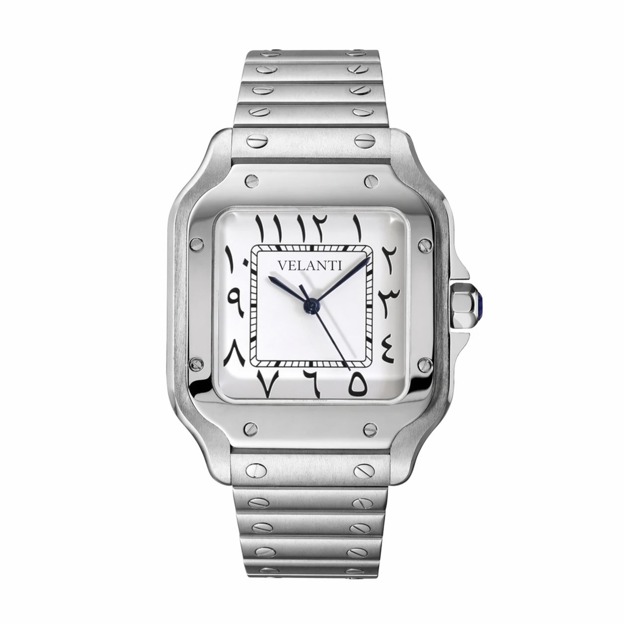Santos-style automatic watch, Velanti Milano Santvel Arabic White, main product photo
