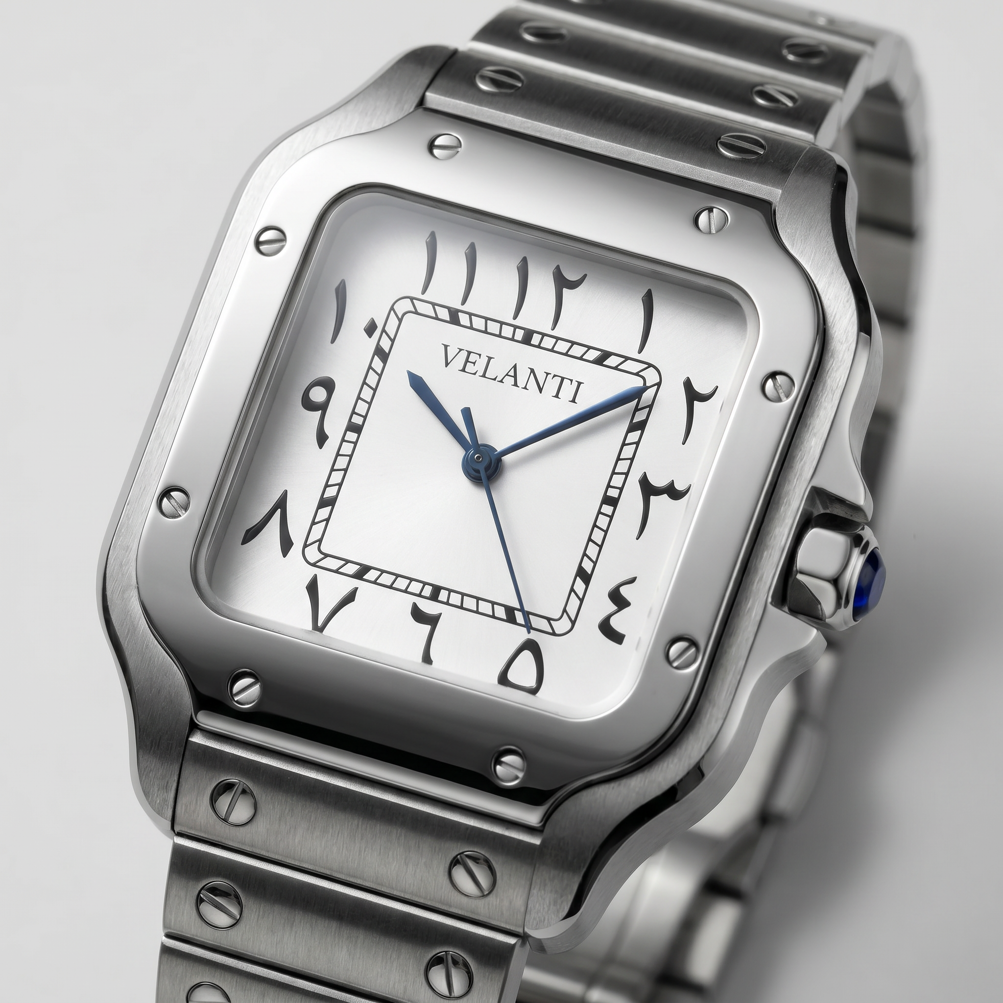 Santos-style automatic watch, Velanti Milano Santvel Arabic White, product photo 3