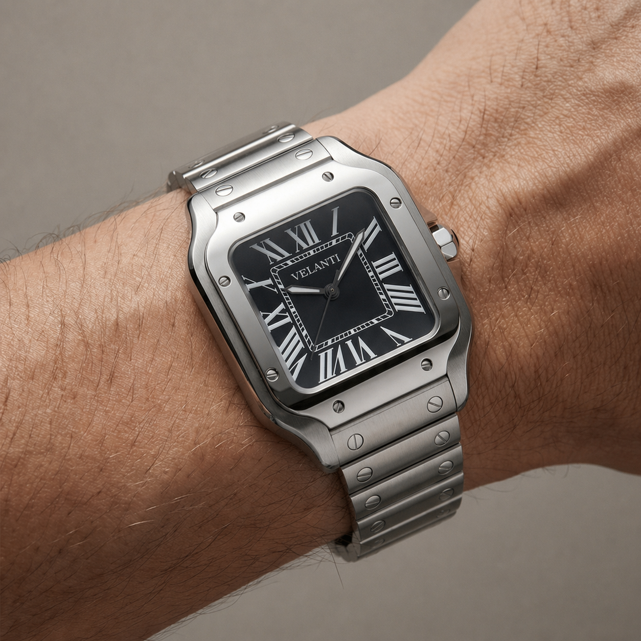 Santos-style automatic watch, Velanti Milano Santvel Black, product photo 5