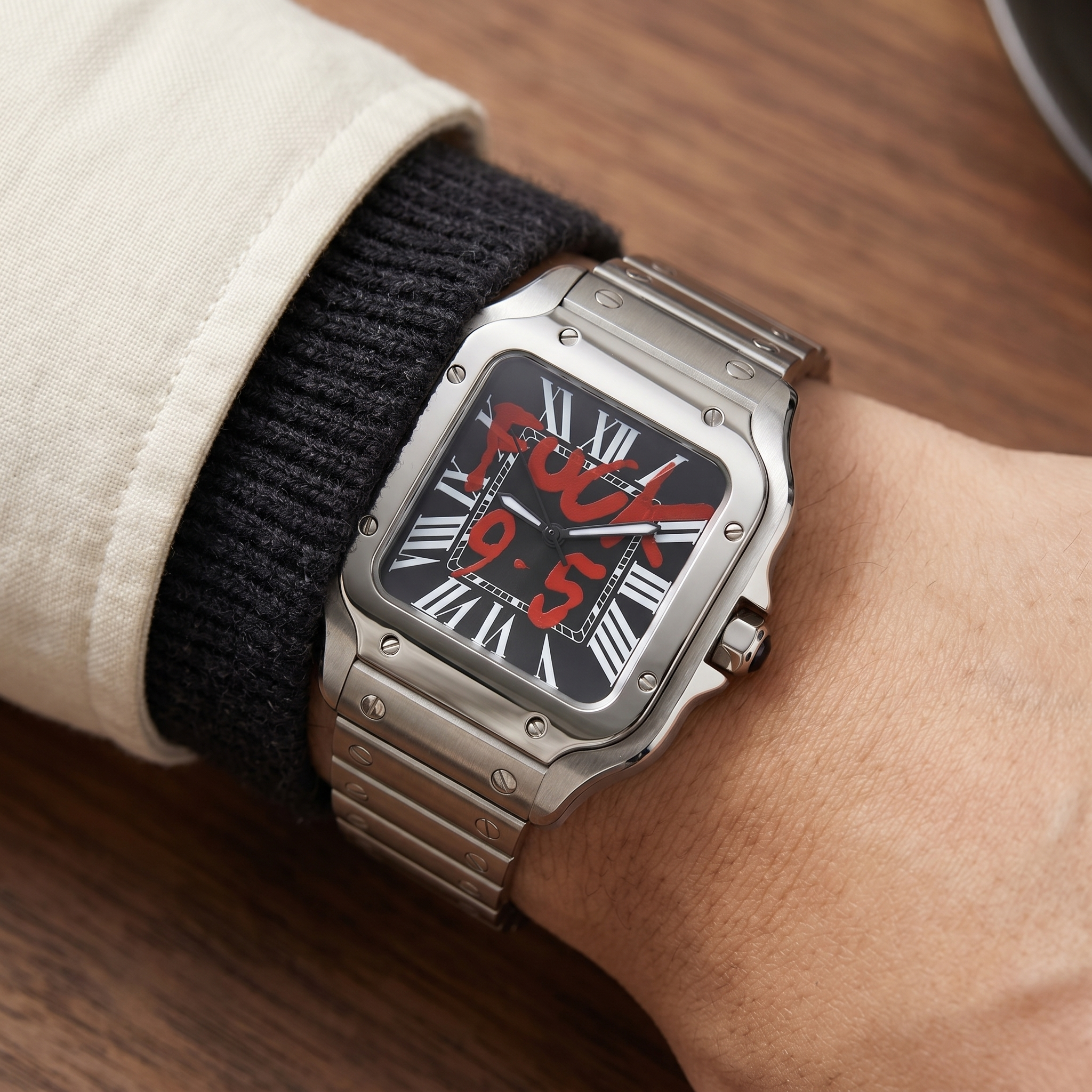 Santos-style automatic watch, Velanti Milano Santvel Black Fck 9 To 5, product photo 10