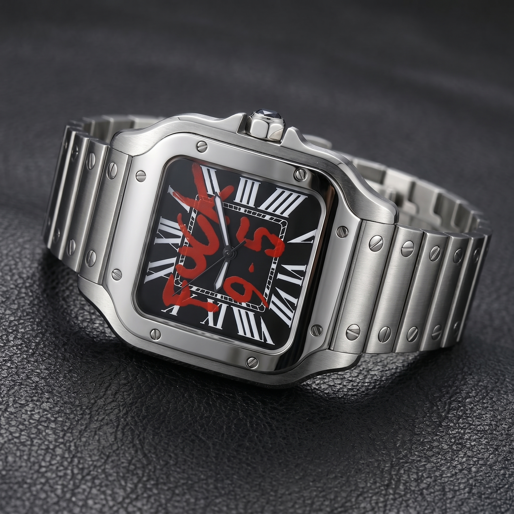 Santos-style automatic watch, Velanti Milano Santvel Black Fck 9 To 5, bracelet detail photo