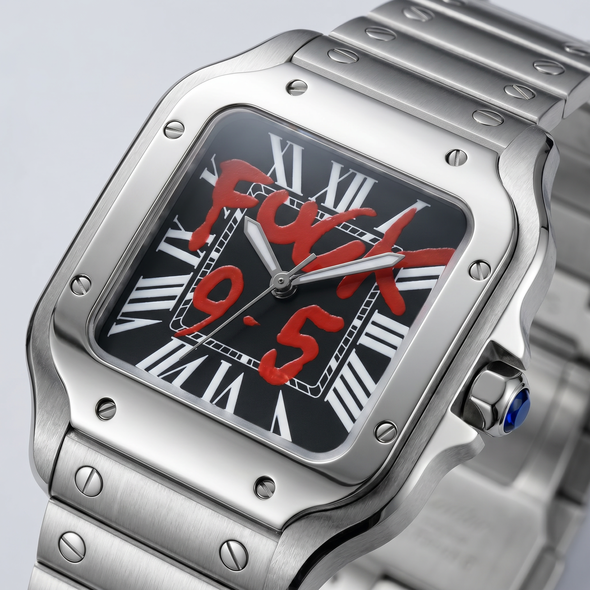 Santos-style automatic watch, Velanti Milano Santvel Black Fck 9 To 5, product photo 2