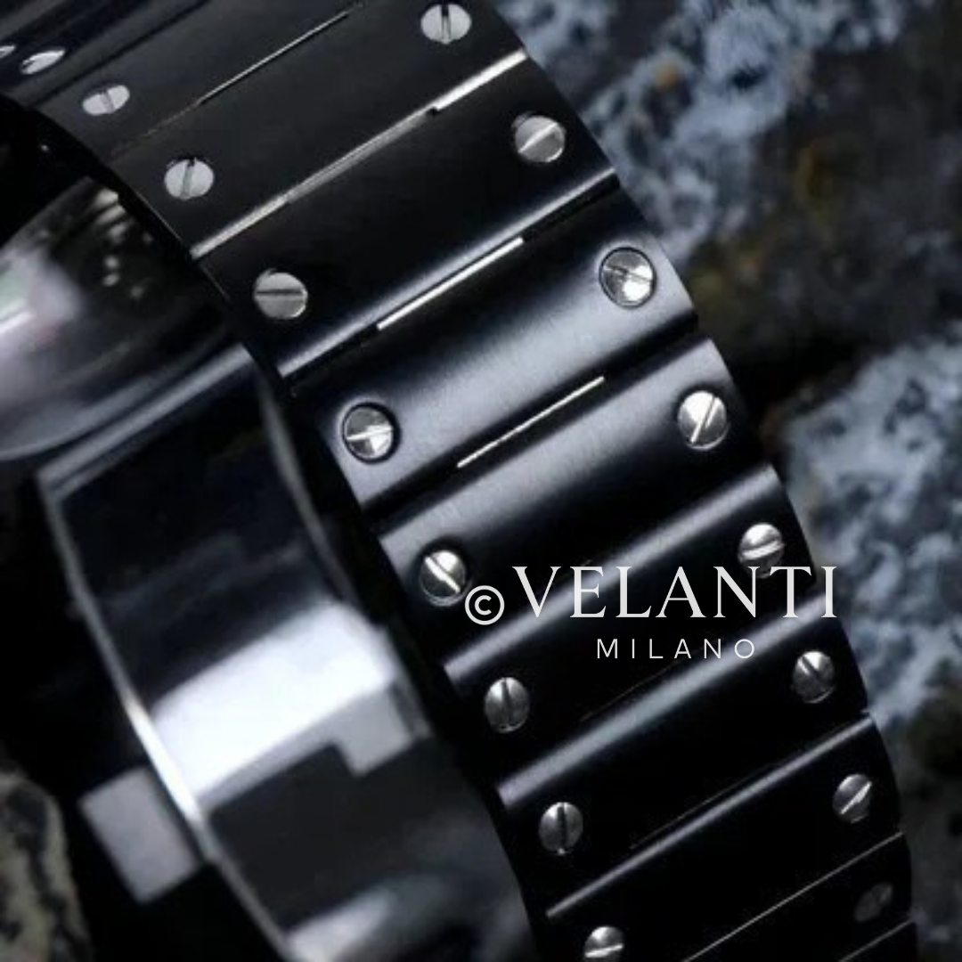 Santos-style automatic watch, Velanti Milano Santvel Black Ghost Arabic, product photo 3