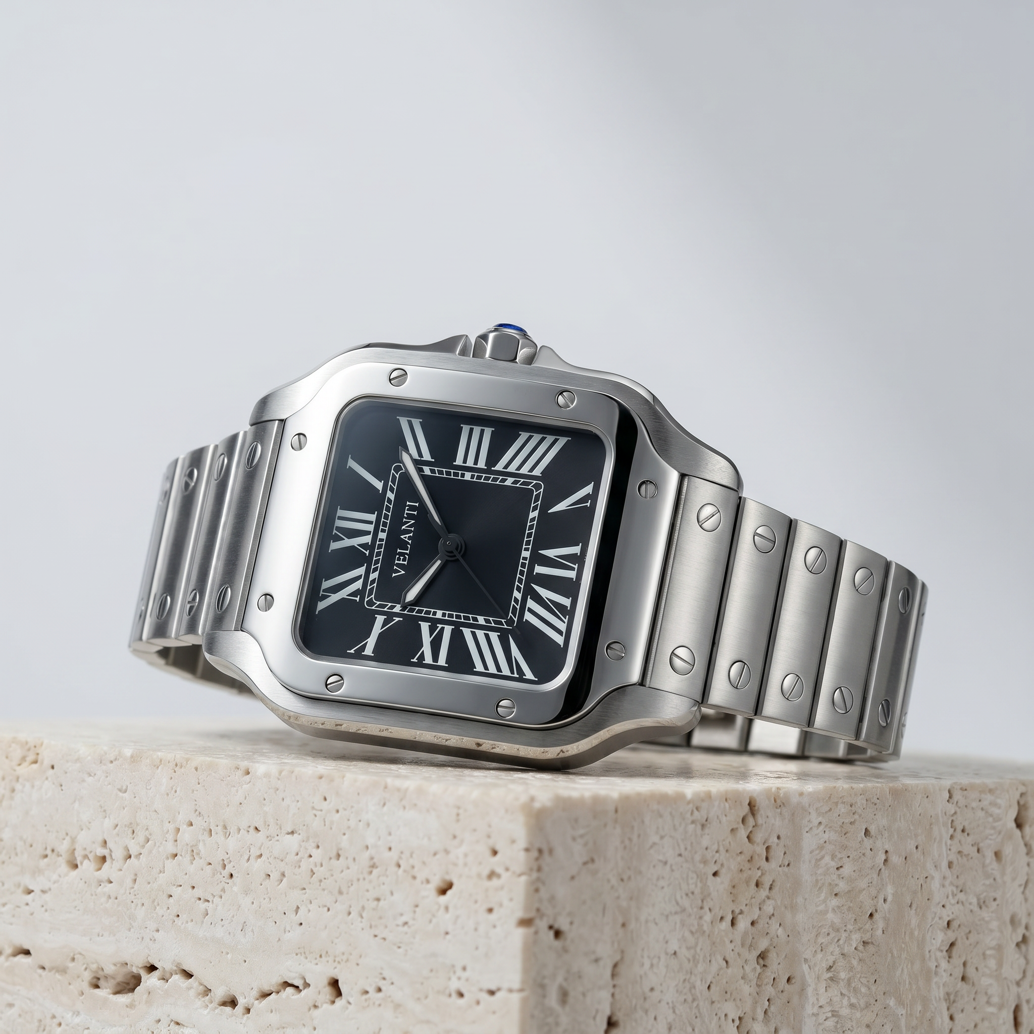 Santos-style automatic watch, Velanti Milano Santvel Black, product photo 2