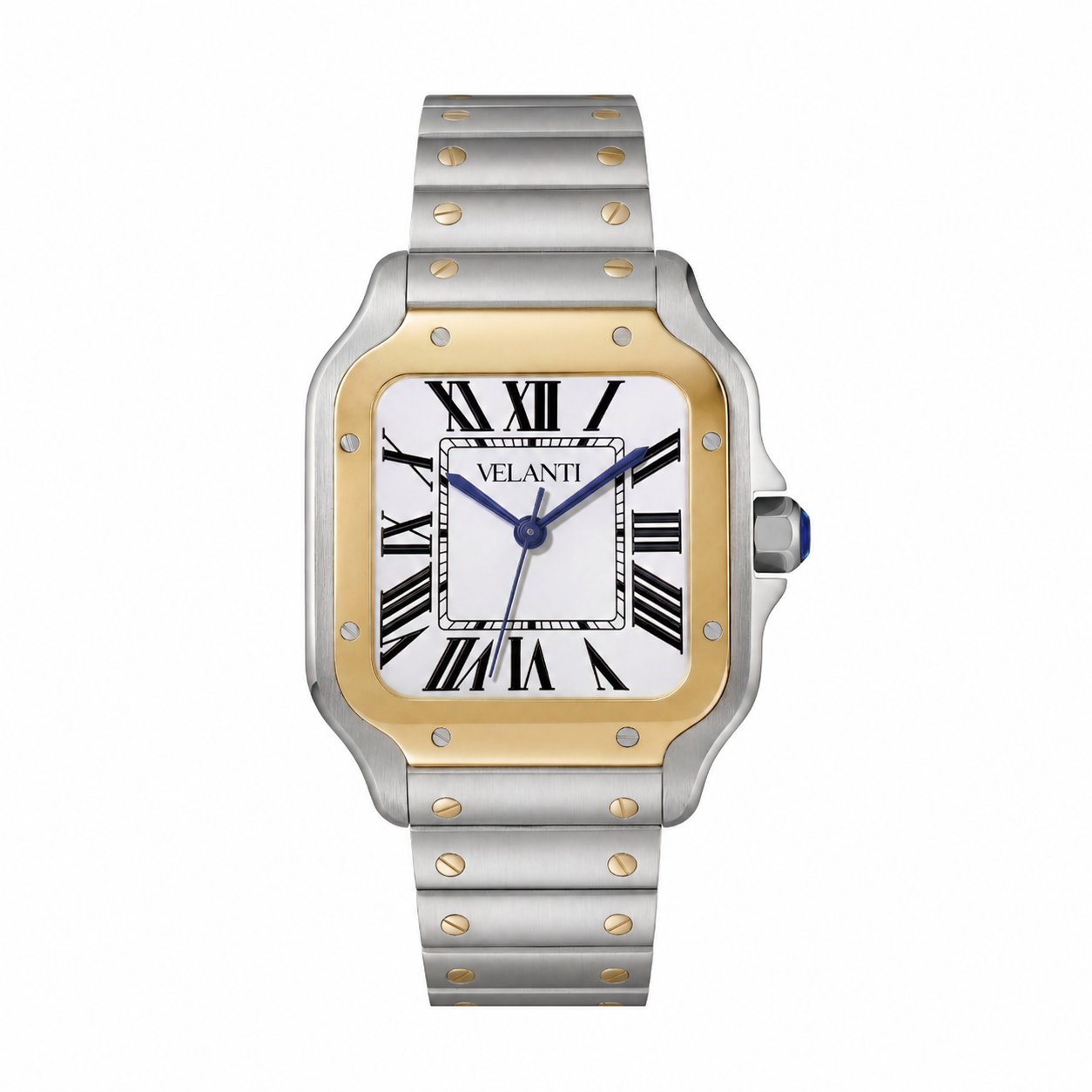 Santos-style automatic watch, Velanti Milano Santvel Gold Silver, main product photo