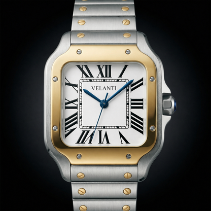 Santos-style automatic watch, Velanti Milano Santvel Gold - Silver, product photo 5