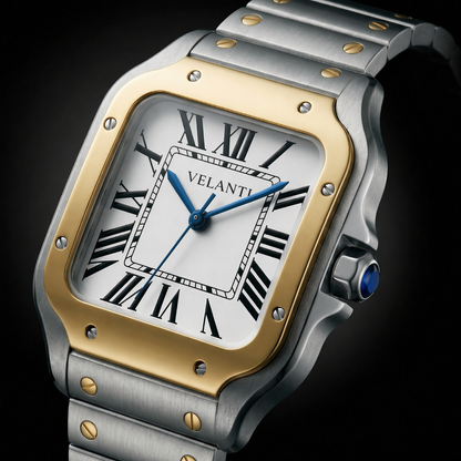Santos-style automatic watch, Velanti Milano Santvel Gold - Silver, product photo 6