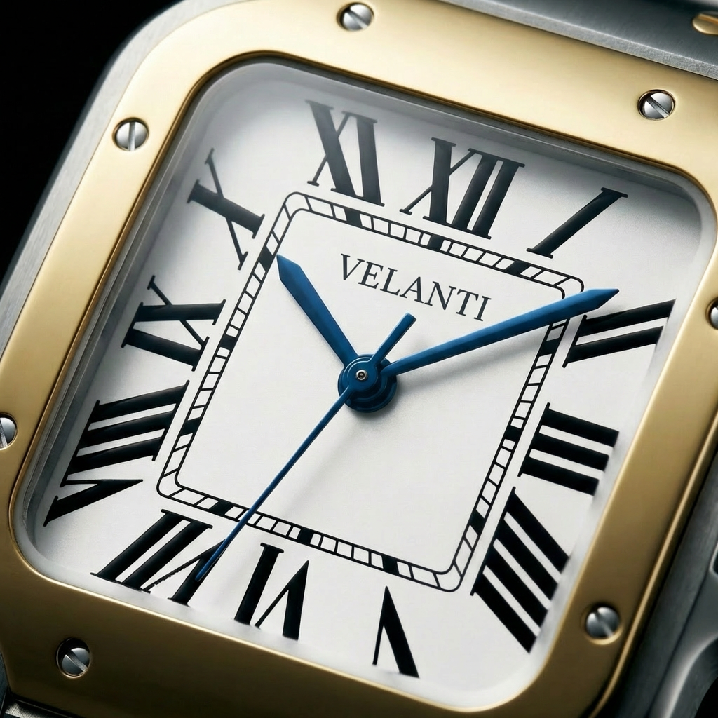 Santos-style automatic watch, Velanti Milano Santvel Gold Silver, product photo 7