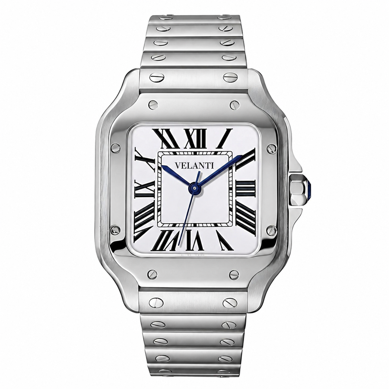 Santos-style automatic watch, Velanti Milano Santvel White, main product photo