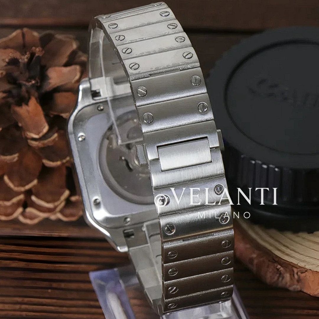 Santos-style automatic watch, Velanti Milano Santvel White, product photo 5