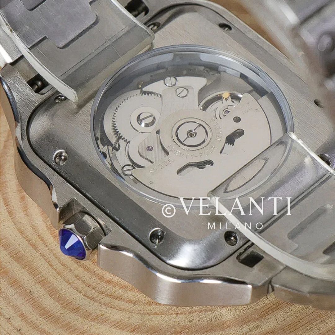 Santos-style automatic watch, Velanti Milano Santvel White, product photo 6