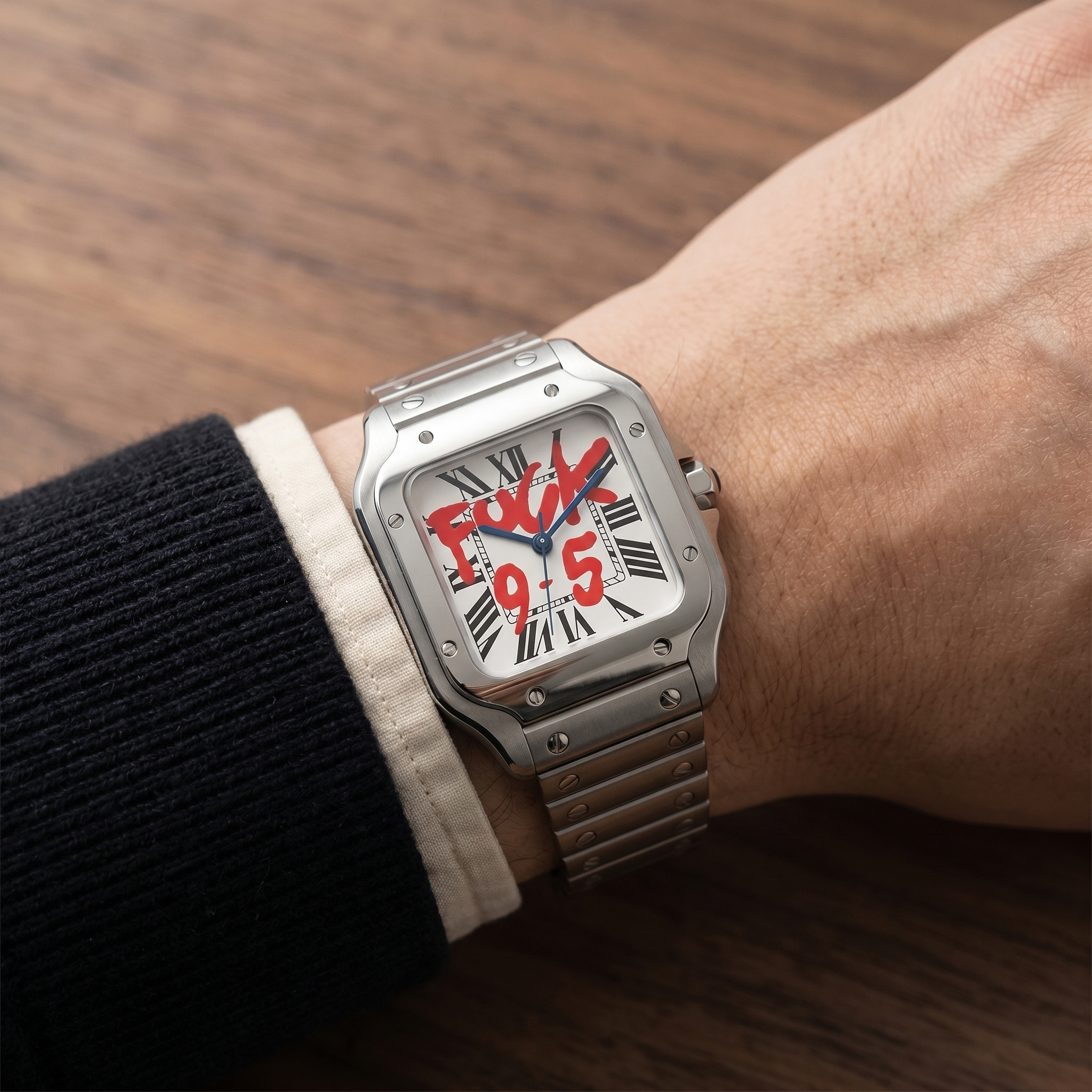 Santos-style automatic watch, Velanti Milano Santvel White Fck 9 To 5, product photo 7