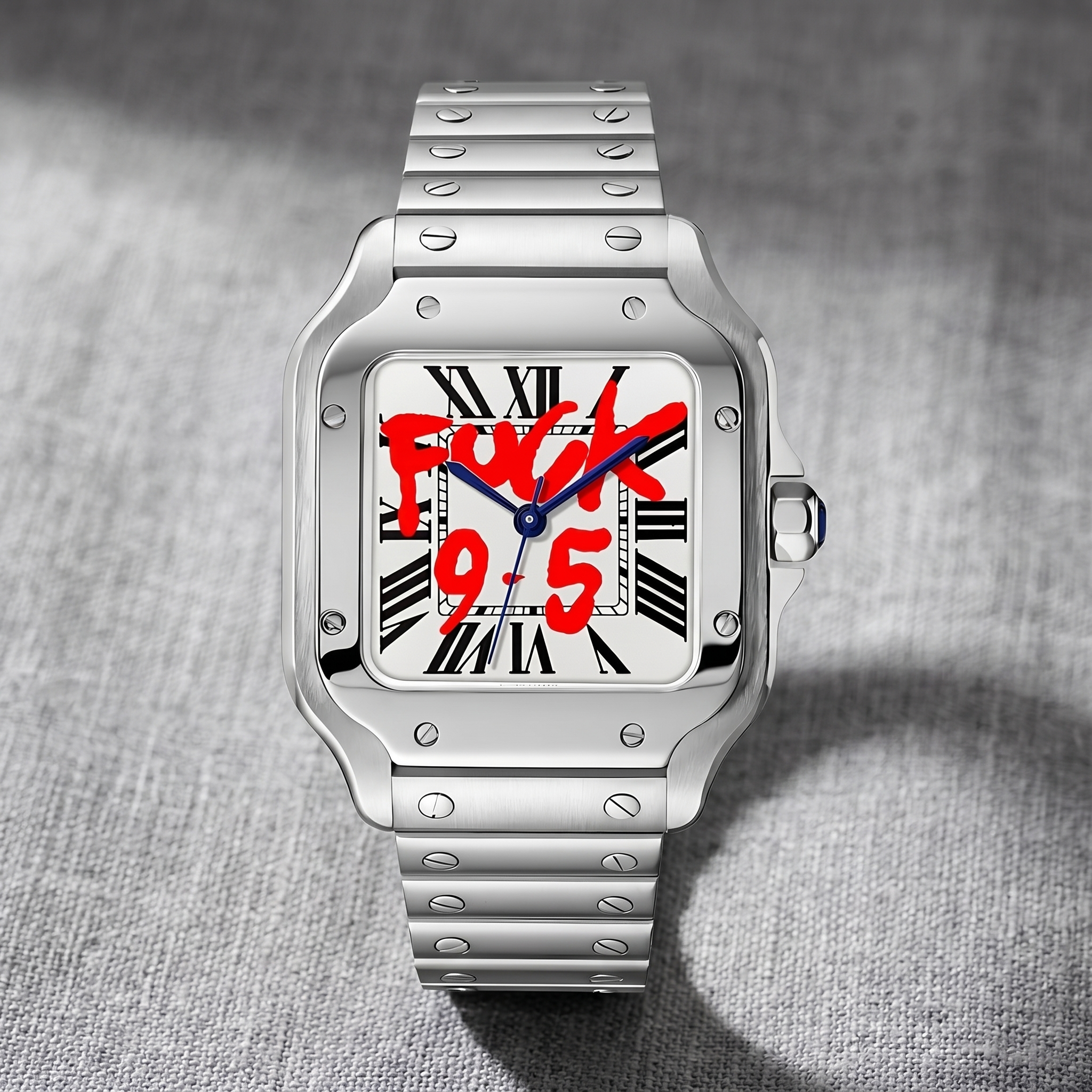 Santos-style automatic watch, Velanti Milano Santvel White Fck 9 To 5, bracelet detail photo
