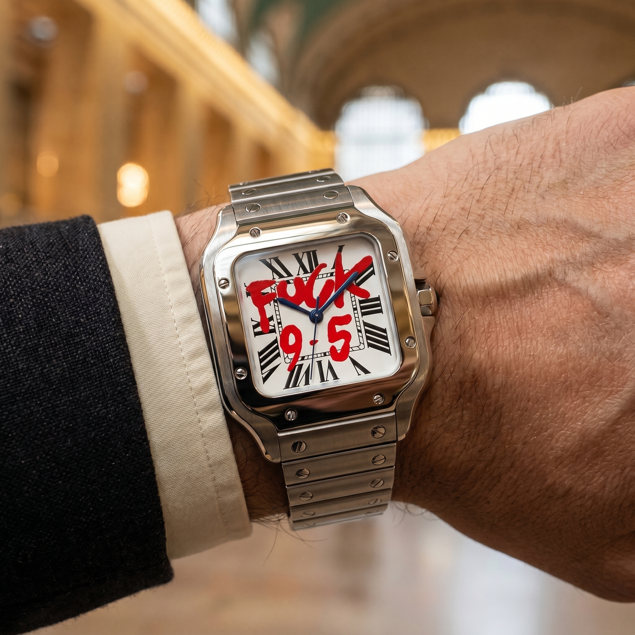Santos-style automatic watch, Velanti Milano Santvel White Fck 9 To 5, product photo 10