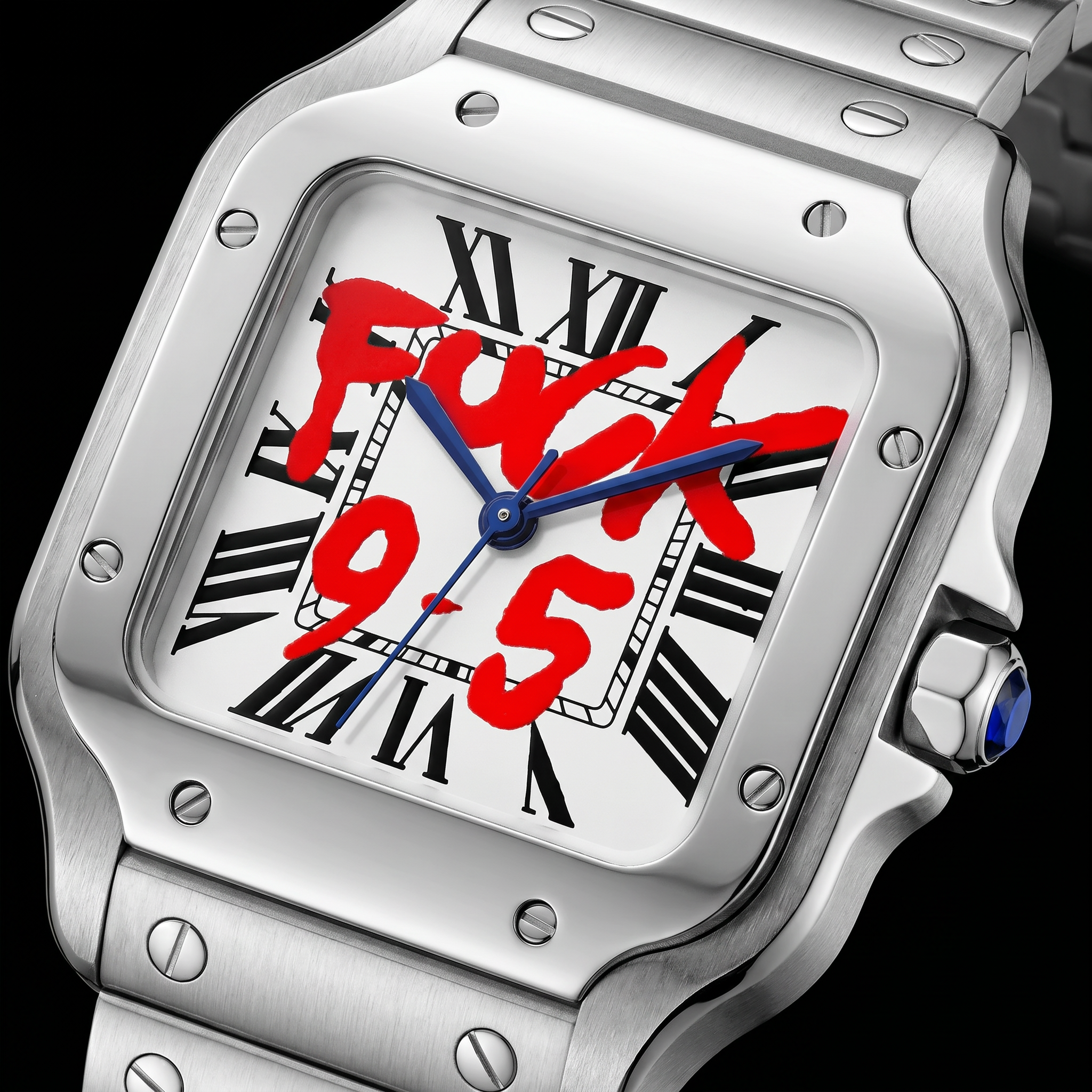 Santos-style automatic watch, Velanti Milano Santvel White Fck 9 To 5, watch detail photo 11
