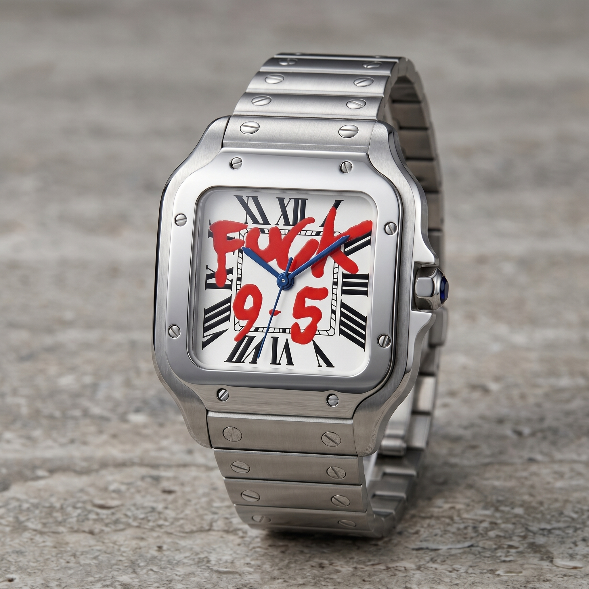 Santos-style automatic watch, Velanti Milano Santvel White Fck 9 To 5, watch detail photo 12