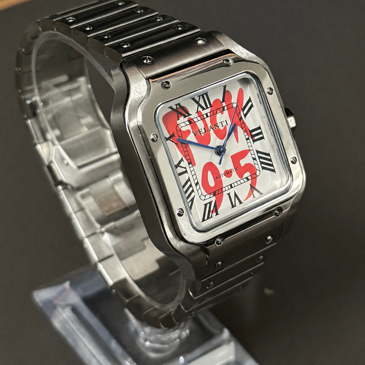 Santos-style automatic watch, Velanti Milano Santvel White Fck 9 To 5, product photo 4