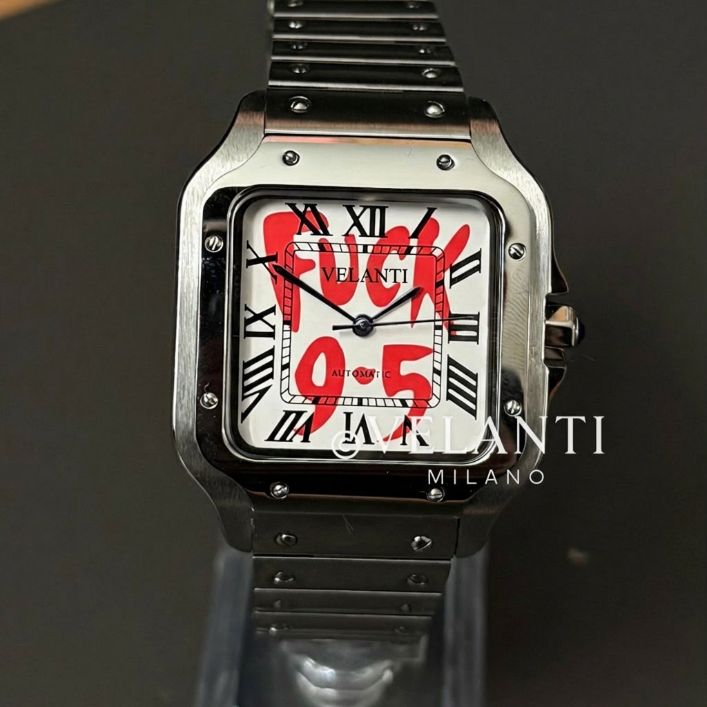 Santos-style automatic watch, Velanti Milano Santvel White Fck 9 To 5, product photo 6