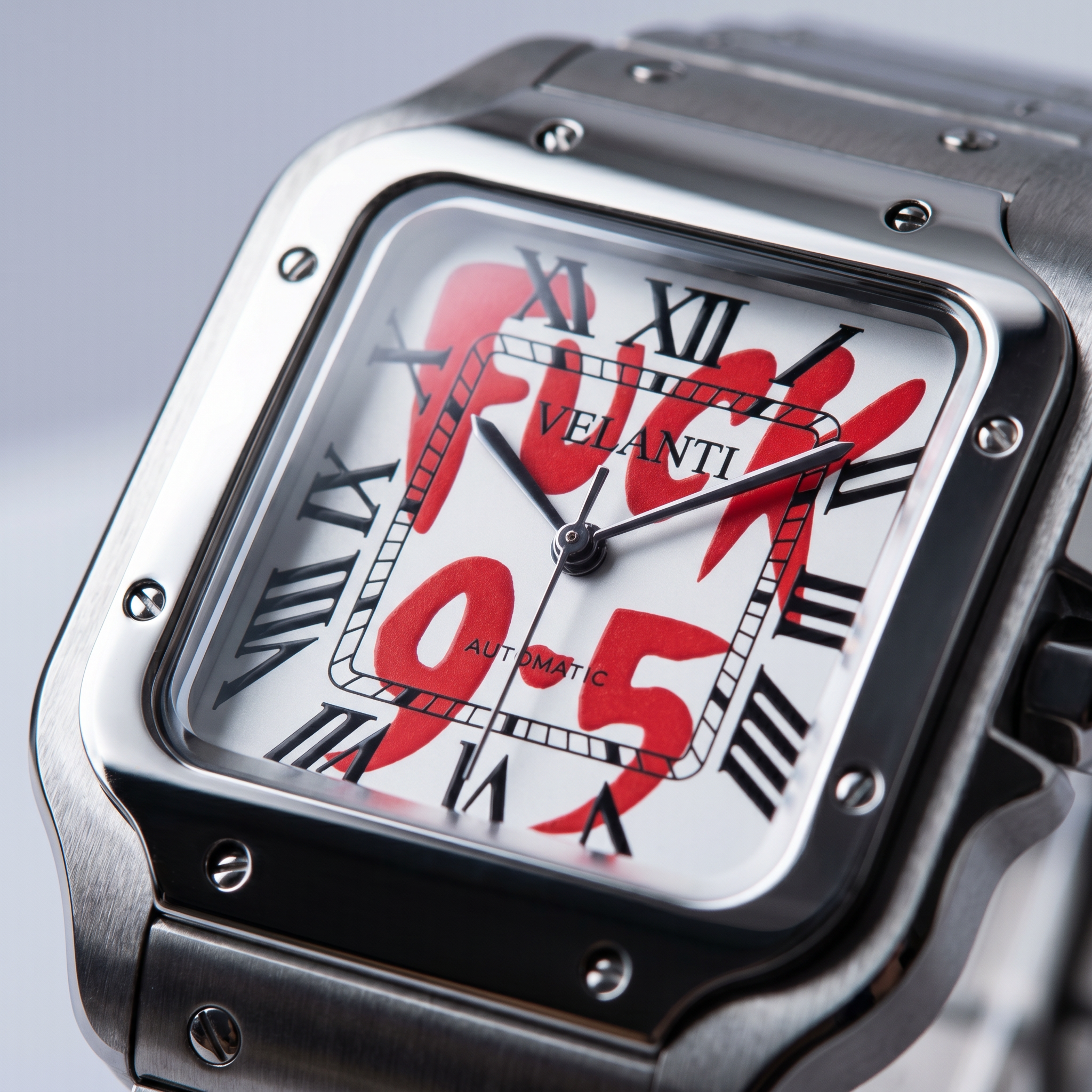 Santos-style automatic watch, Velanti Milano Santvel White Fck 9 To 5, product photo 3