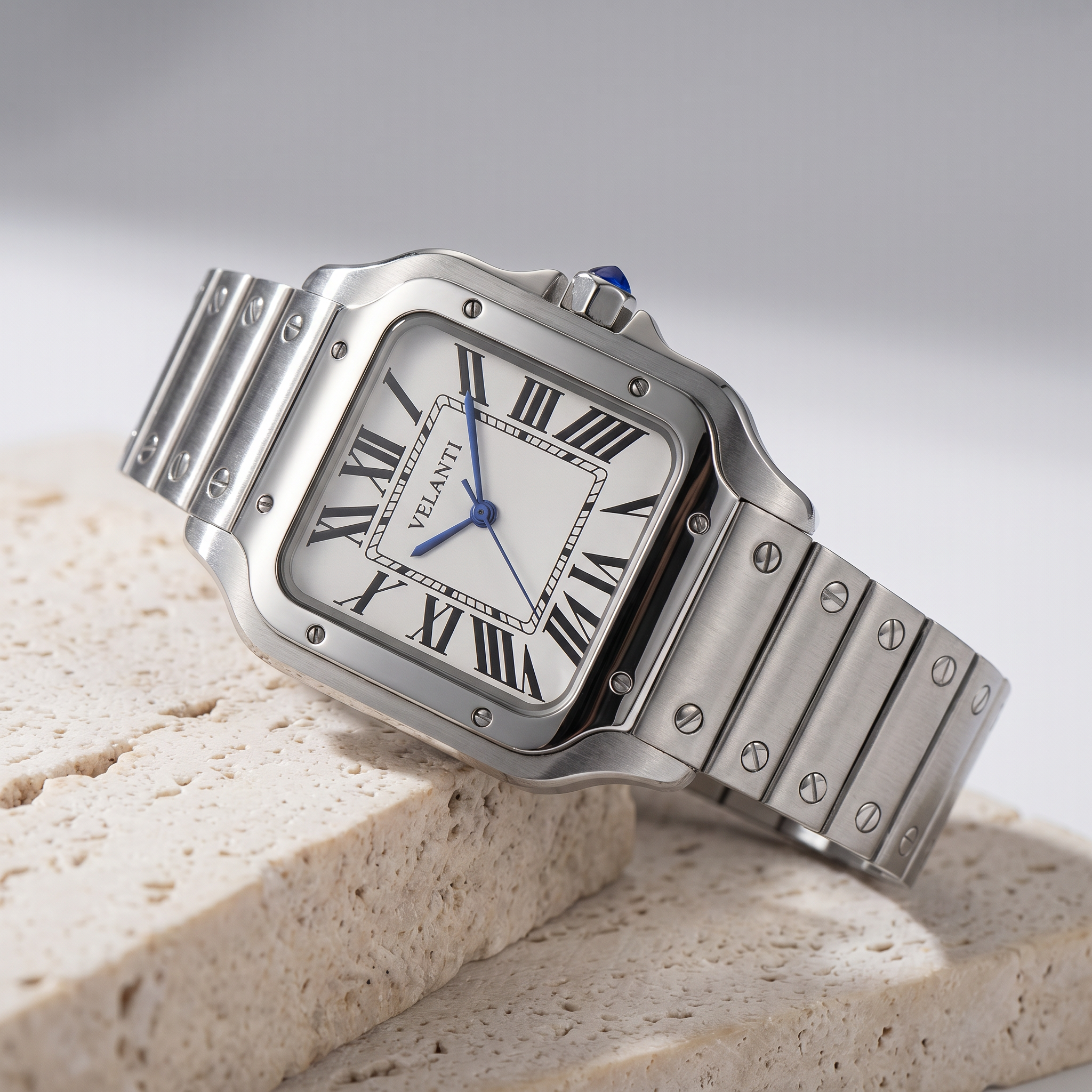 Santos-style automatic watch, Velanti Milano Santvel White, product photo 2