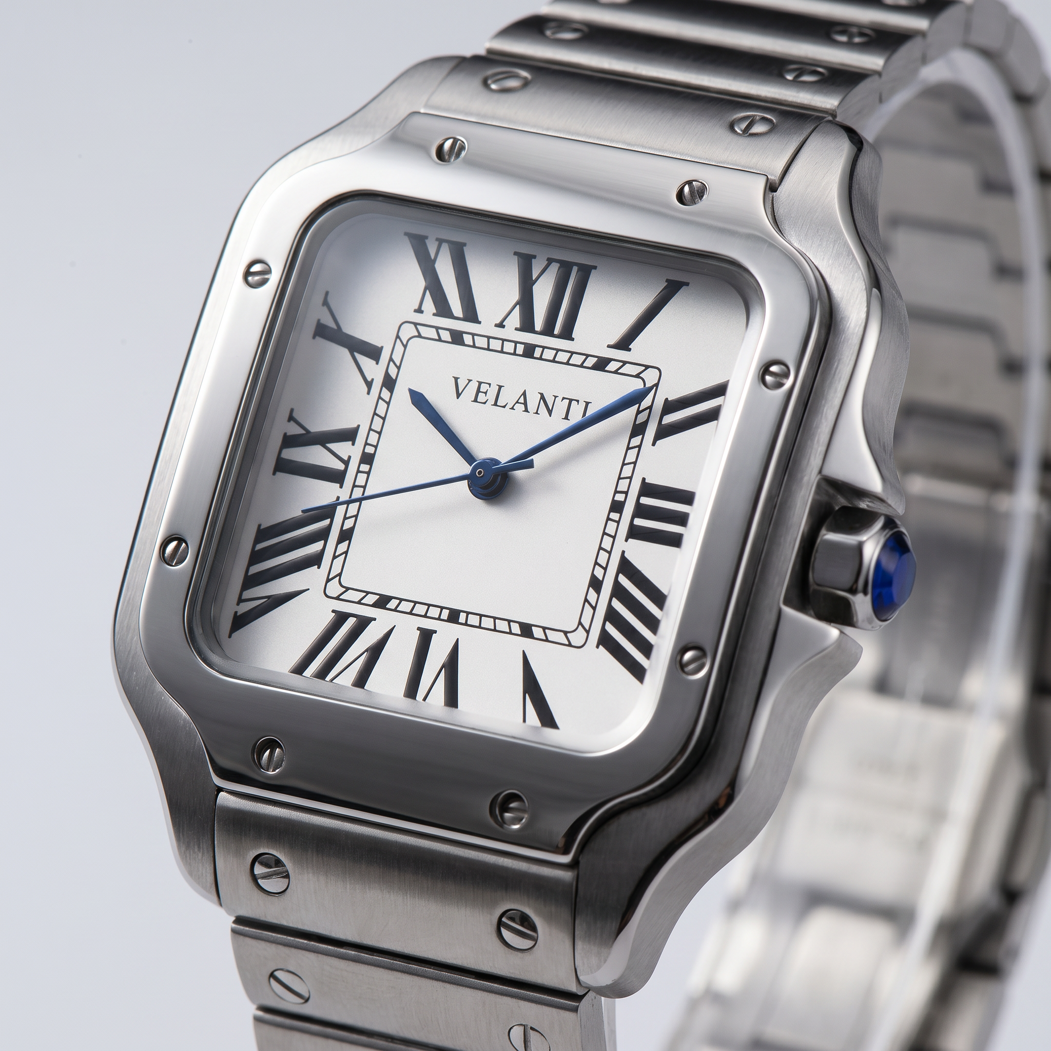 Santos-style automatic watch, Velanti Milano Santvel White, product photo 3